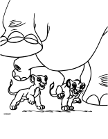 A coloring page of the lion king